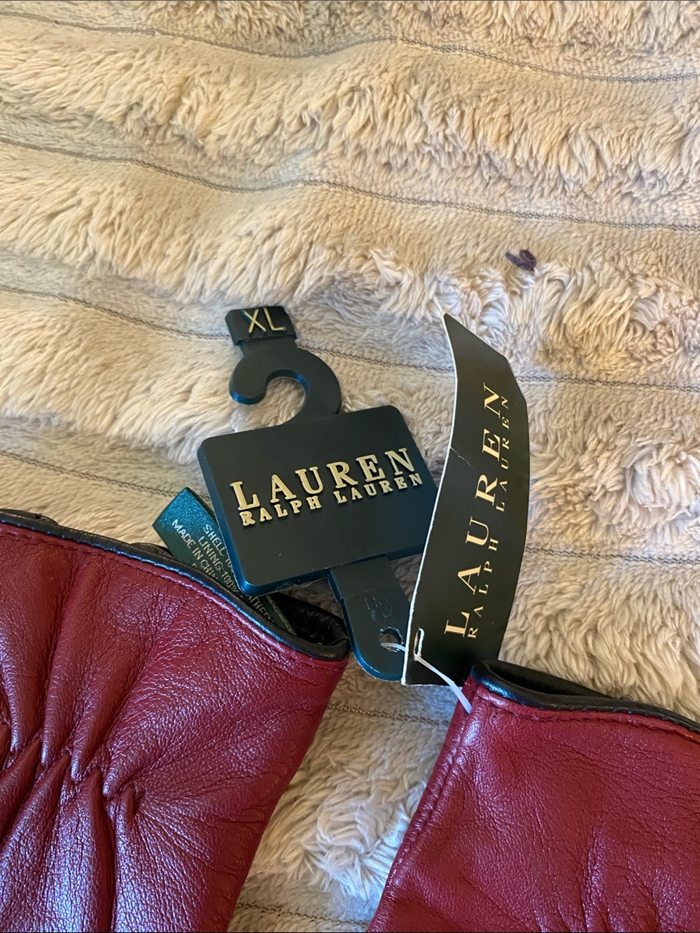 Lauren Ralph Lauren Burgundy Leather Gloves - Picture 5 of 5